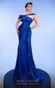 Fouad Sarkis Metallic Asymmetrical Gown: Elegance in Blue