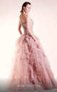 Gaby Charbachi Strapless Ruffled Tulle Corset Gown – Blush