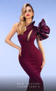 Fouad Sarkis 2736A One-Shoulder Ruffled Mermaid Gown