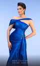 Fouad Sarkis Metallic Asymmetrical Gown: Elegance in Blue