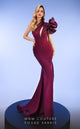 Fouad Sarkis 2736A One-Shoulder Ruffled Mermaid Gown
