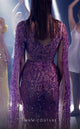MNM Couture K3965 Sheer Beaded Cape Evening Gown in Purple