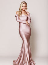 Final Sale Amelia Couture 380 Long Sleeve Stretchy Bodycon Gown
