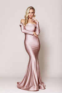 FINAL SALE! Long sleeveBodycon Gown - Rose / 14