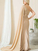 Final Sale Amelia Couture 388 One Shoulder Sage Size 8 3D Floral Gown