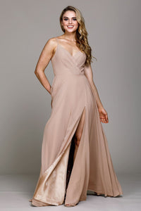 Simple Chiffon Bridesmaids Dress - LAA477 - Taupe / 2