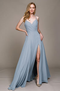 Simple Chiffon Bridesmaids Dress - LAA477 - Dusty Blue / 2