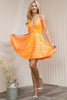 Final Sale! Amelia Couture 7999S Lace up Short Hoco Dress - ORANGE / 4