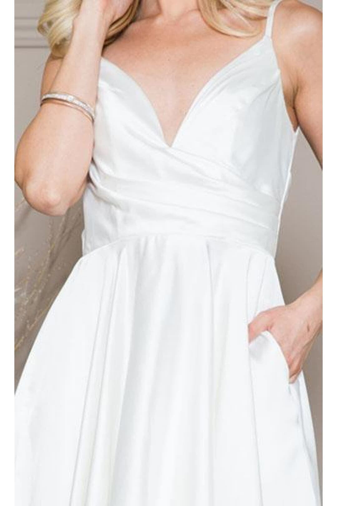 Final Sale! Amelia Couture BZ013 Simple V-Neck Short Homecoming Dress