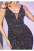 Final Sale! Cinderella Divine CD935 Beaded Mermaid Prom Gown - BLACK / 18 - Dress