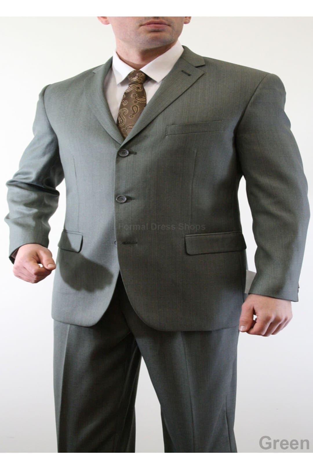 Classy Solid Suit - Green / US48R/W42 / EU58R/W52 - Mens Suits