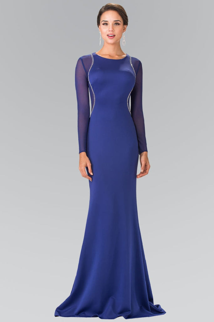 Long Sleeve Formal Gown - ROYAL BLUE / XS