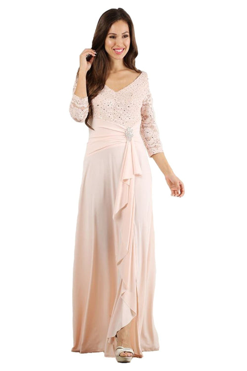 FINAL SALE! Mother Of Bride Dresses Long - BLUSH / M