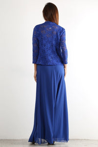 FINAL SALE! Quarter Sleeve Lace & Sequins Long Chiffon Dress