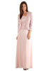 FINAL SALE! Quarter Sleeve Lace & Sequins Long Chiffon Dress - BLUSH / S