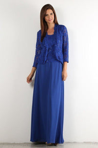 FINAL SALE! Quarter Sleeve Lace & Sequins Long Chiffon Dress