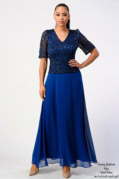 Plus Size Mother Of The Bride Dress - ROYAL BLUE / M