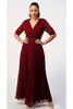 3/4 Sleeve Modest Gown & Plus Size - BURGUNDY / M