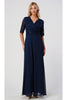 3/4 Sleeve Modest Gown & Plus Size - NAVY / M