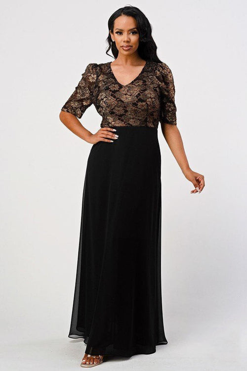 FINAL SALE! Formal Mother Of The Bride Dress - BLACK/COPPER / XL