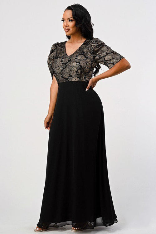 FINAL SALE! Formal Mother Of The Bride Dress - BLACK/GOLD / XL