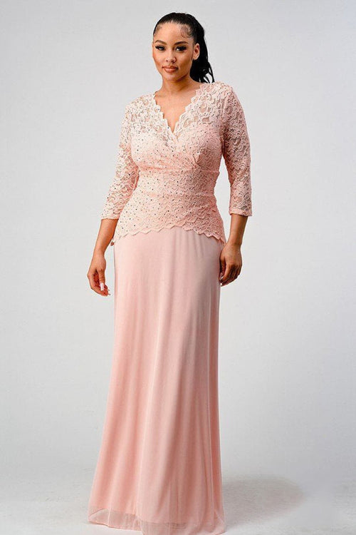 Plus Size Mother Plus Size Dress - LAN700 - PINK / M