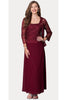 FINAL SALE J & J 8466 Fashion Classy Mother Of The Bride Dress - BURGUNDY / 3XL - Dress