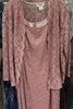 Final Sale J & J Fashion 8874 Tea Length Mother of the Bride Formal Dress - DUSTY ROSE / L - Dress