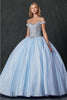 Final Sale! Juliet 1430 Cold Shoulder Quince Ball Gown - BAHAMA BLUE / M