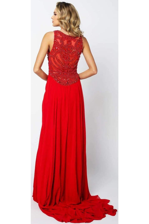 FINAL SALE! Strapless Prom Evening Gown - RED / M