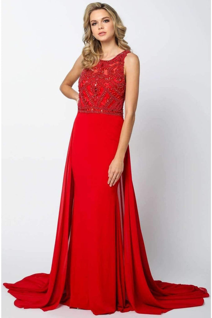 FINAL SALE! Strapless Prom Evening Gown - RED / M