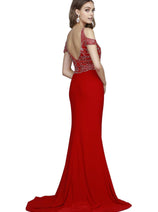 Final Sale! Juliet 660 Cold Shoulder Beaded Dress
