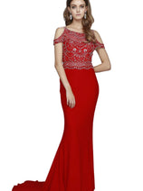Final Sale! Juliet 660 Cold Shoulder Beaded Dress
