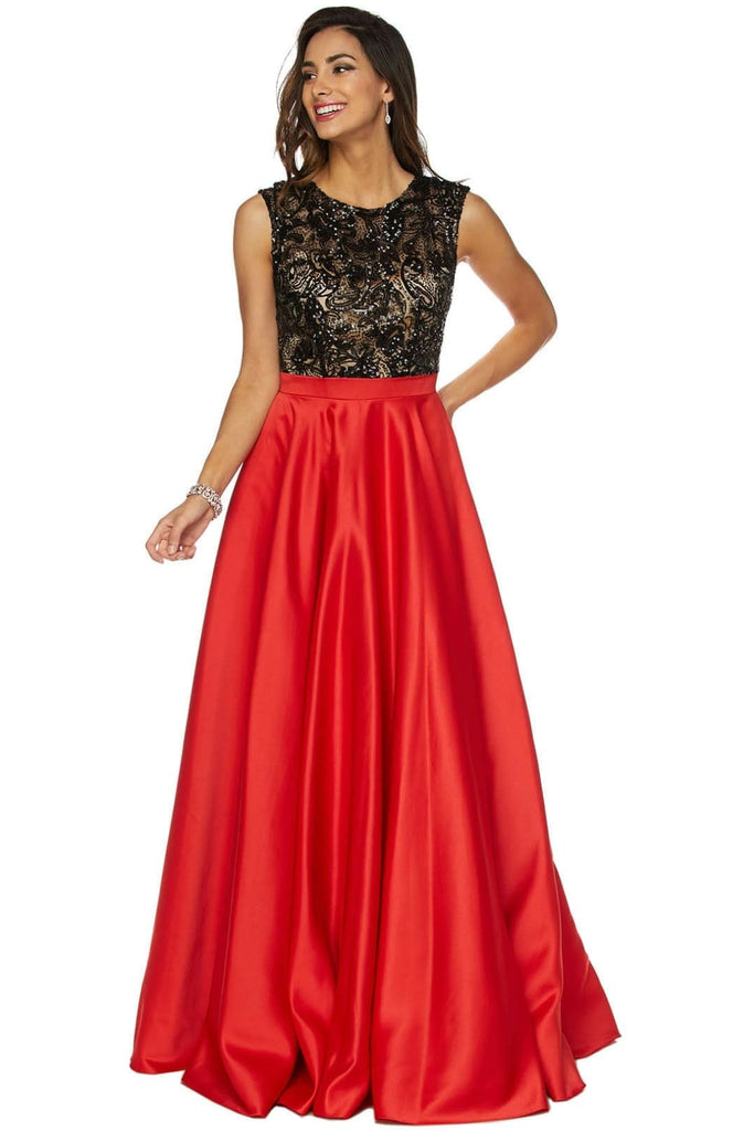 Final Sale Juliet 661 Two Toned A-line Prom Dress - RED / M - Dress