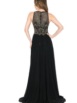 Final Sale Lenovia 8169 Halter Long Embroidered Dress