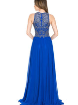 Final Sale Lenovia 8169 Halter Long Embroidered Dress