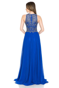 Final Sale Lenovia 8169 Halter Long Embroidered Dress - Dress