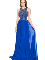 Final Sale Lenovia 8169 Halter Long Embroidered Dress