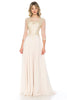 Final Sale Lenovia 8171 Sheer 3/4 Sleeve Mother Of The Groom Dress - CHAMPAGNE / S - Dress