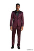 FINAL SALE! Men’s Three Piece Solid Suit w/ Matching Bowtie - BURGUNDY/BLACK - 02 / US46R/W40 / EU56R/W50 - Mens Suits