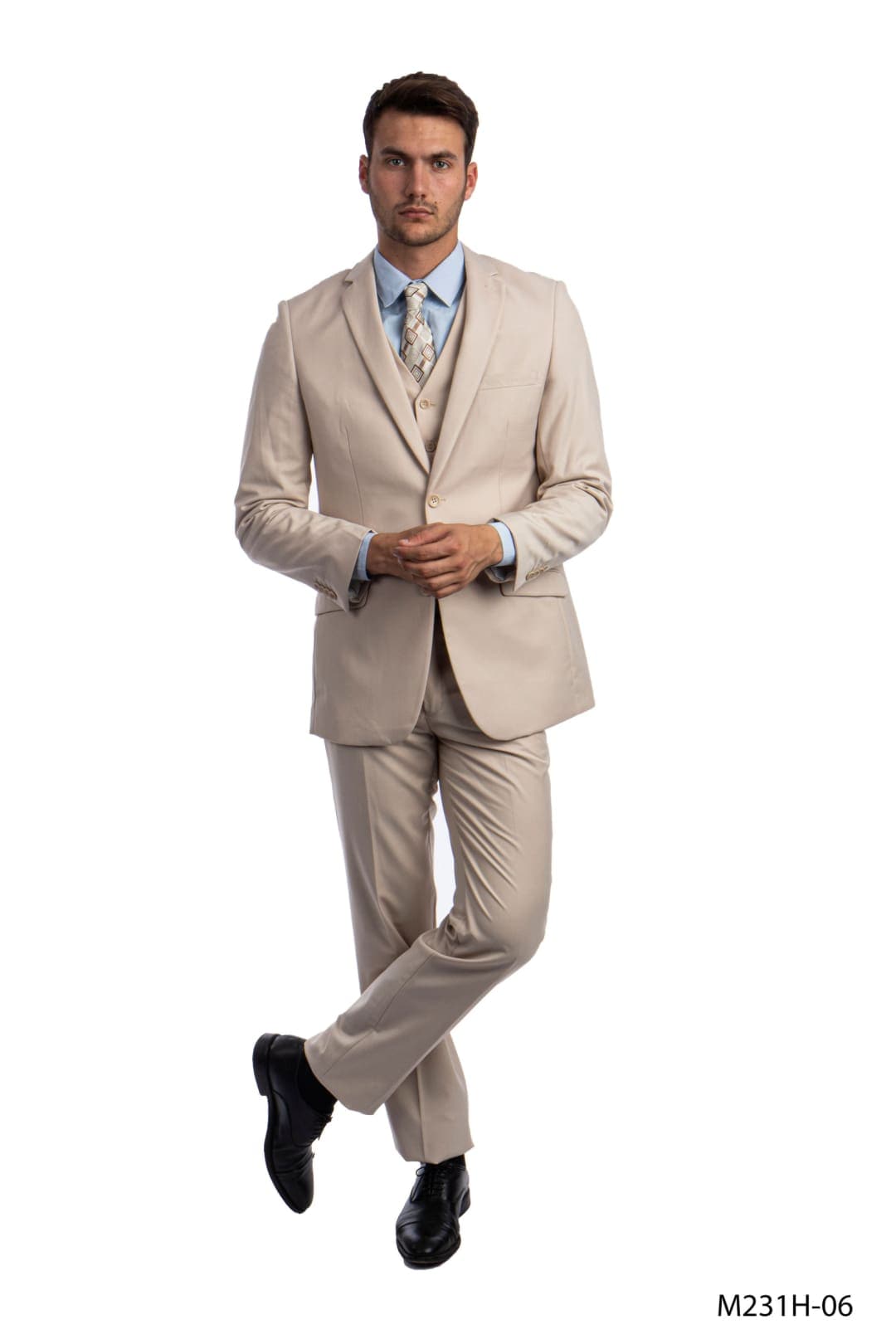FINAL SALE! Men’s Three Piece Ultra Slim Fit Solid Suit - TAN - 06 / US48L/W42 / EU58L/W52 - Mens Suits