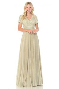 Modern Mother Of The Bride Evening Gown - CHAMPAGNE/GOLD / S