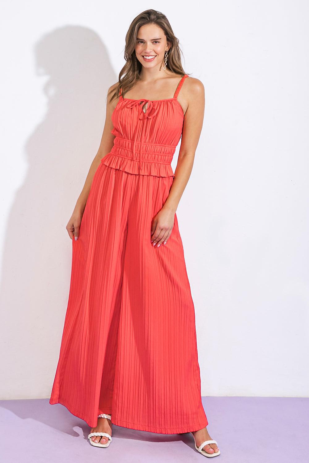 Flying Tomato CORAL RED JUMPSUIT