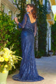 Fitted 3/4 Sleeve Slit Gown by GLS Gloria GL3575 - Long Formal Dresses