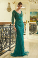 Fitted 3/4 Sleeve Slit Gown by GLS Gloria GL3575 - S / Emerald Green - Long Formal Dresses