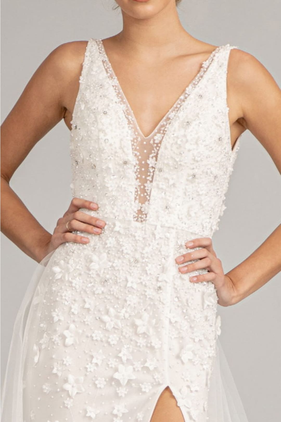Fitted 3D Floral Applique Gown by Elizabeth K GL3011 - Long Formal Dresses