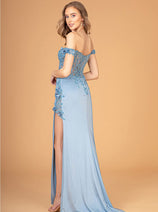 Fitted 3D Floral Corset Gown by Elizabeth K GL3082