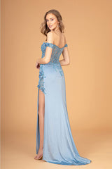 Fitted 3D Floral Corset Gown by Elizabeth K GL3082 - Long Formal Dresses