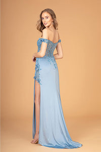 Fitted 3D Floral Corset Gown by Elizabeth K GL3082 - Long Formal Dresses