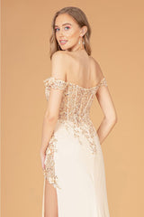 Fitted 3D Floral Corset Gown by Elizabeth K GL3082 - Long Formal Dresses